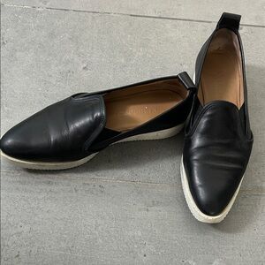 Everlane Black Leather Slip-On Flats